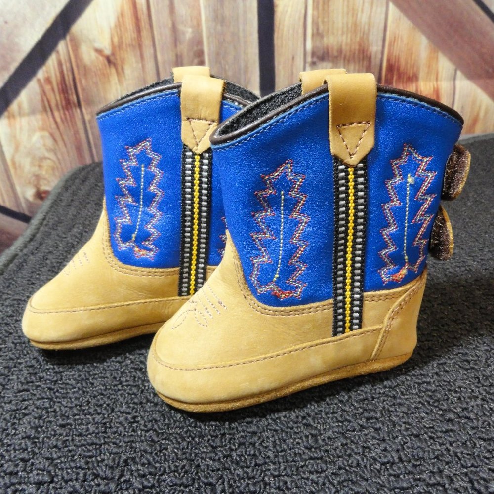 Cowboy style Old West Embroidered Leather upper booties sz 2